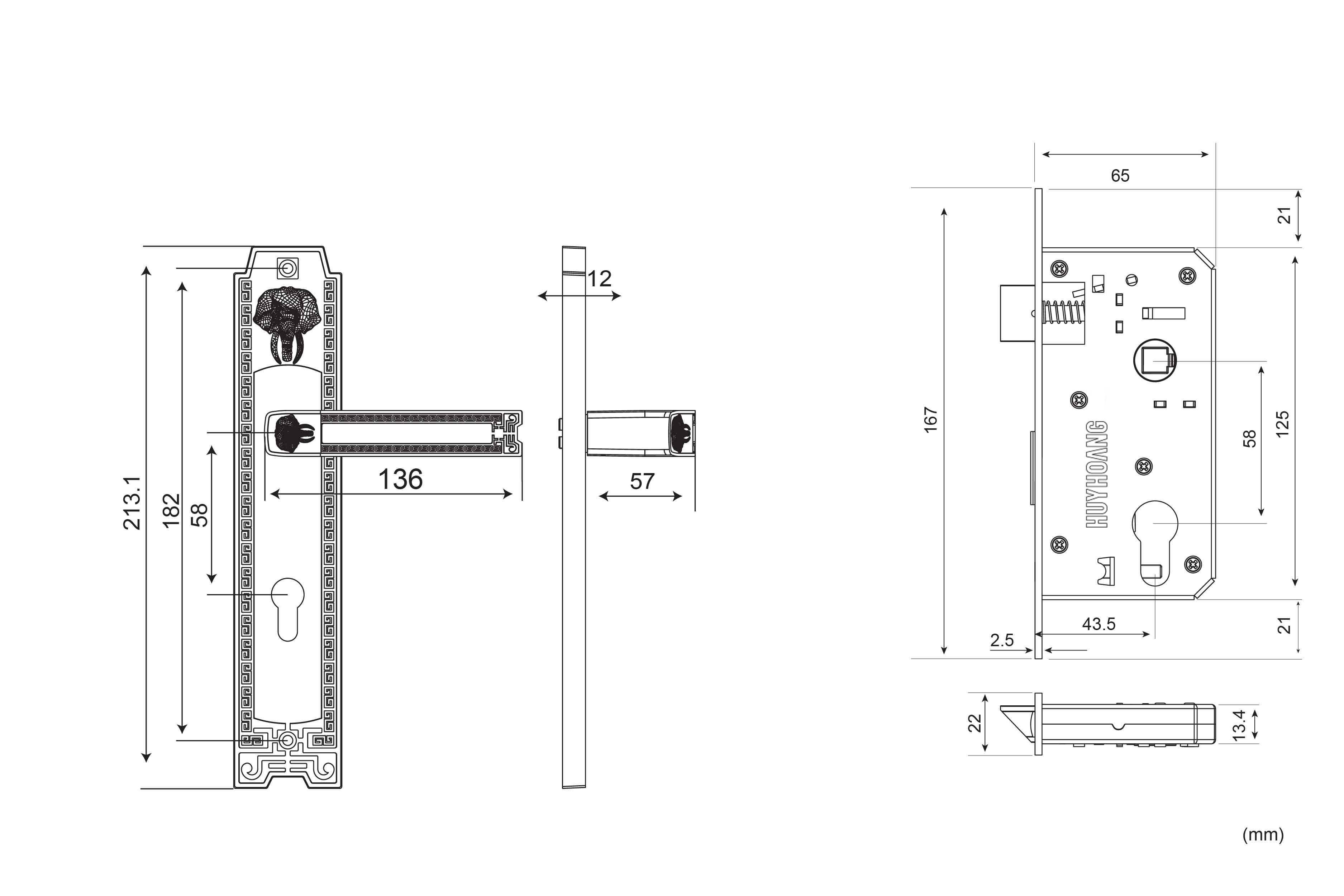 Thông số kỹ thuật của khóa huy hoàng HC 5828