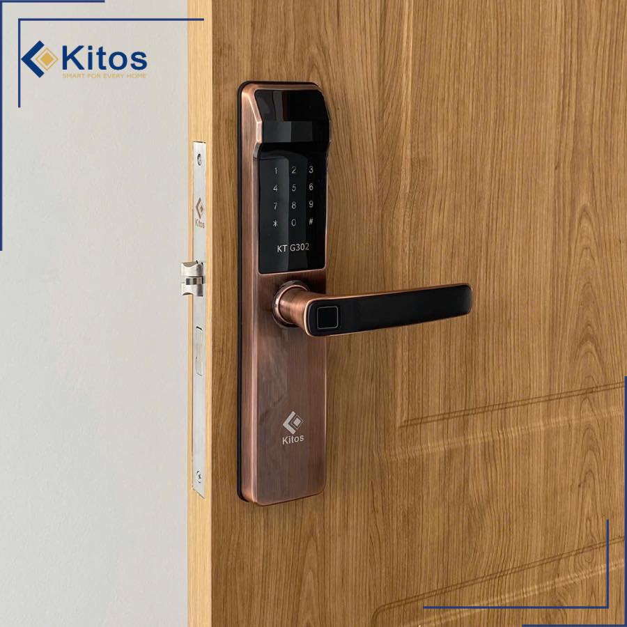 Khóa vân tay Kitos KT-G302 Pro chuyên lắp cửa gỗ đó nhỏ, cửa thông phòng