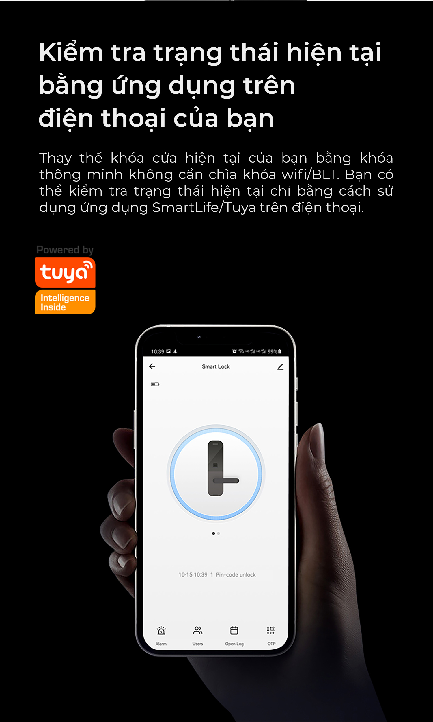 Khóa vân tay VOC X3 kết nối điện thoại đơn giản tiện lợi, an toàn