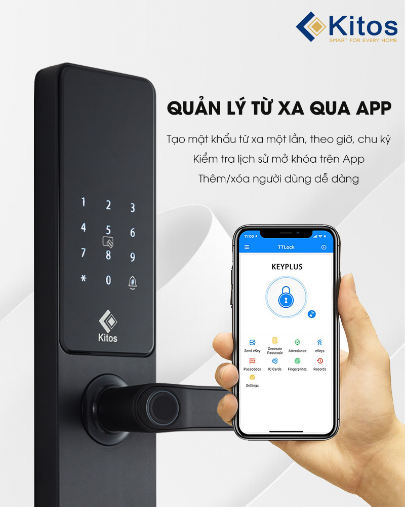 Kitos KT-E3 Pro kết nối điện thoại bằng app ttlock