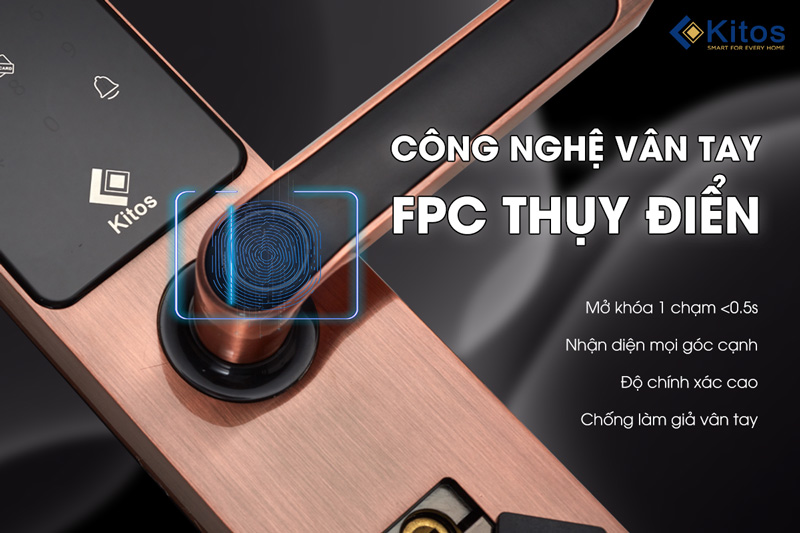 Khóa vân tay Kitos KT-E3 Pro trang bị công nghệ vân tay đa điểm