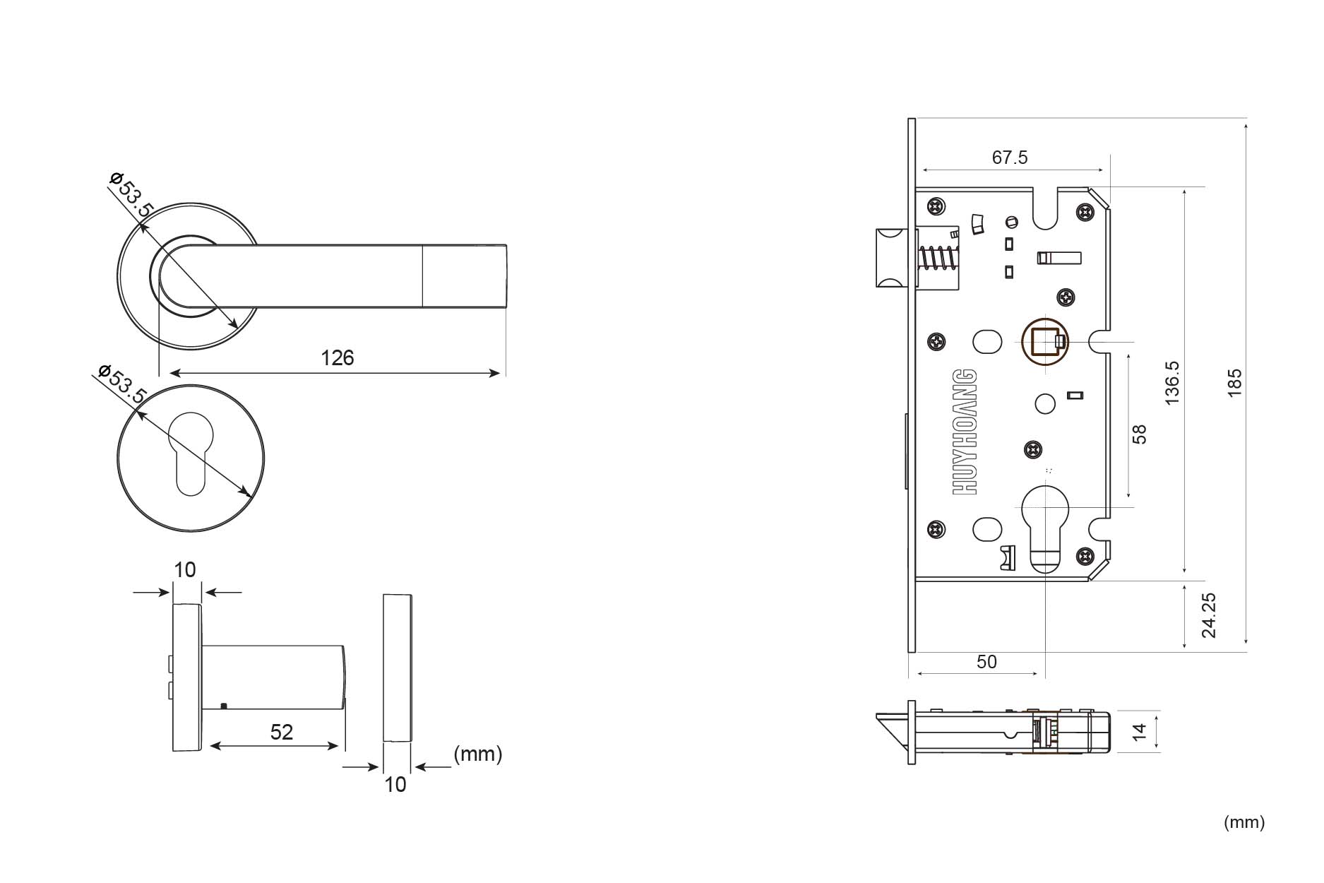 Thông số kỹ thuật của khóa huy hoàng SSPT 5810 ABC