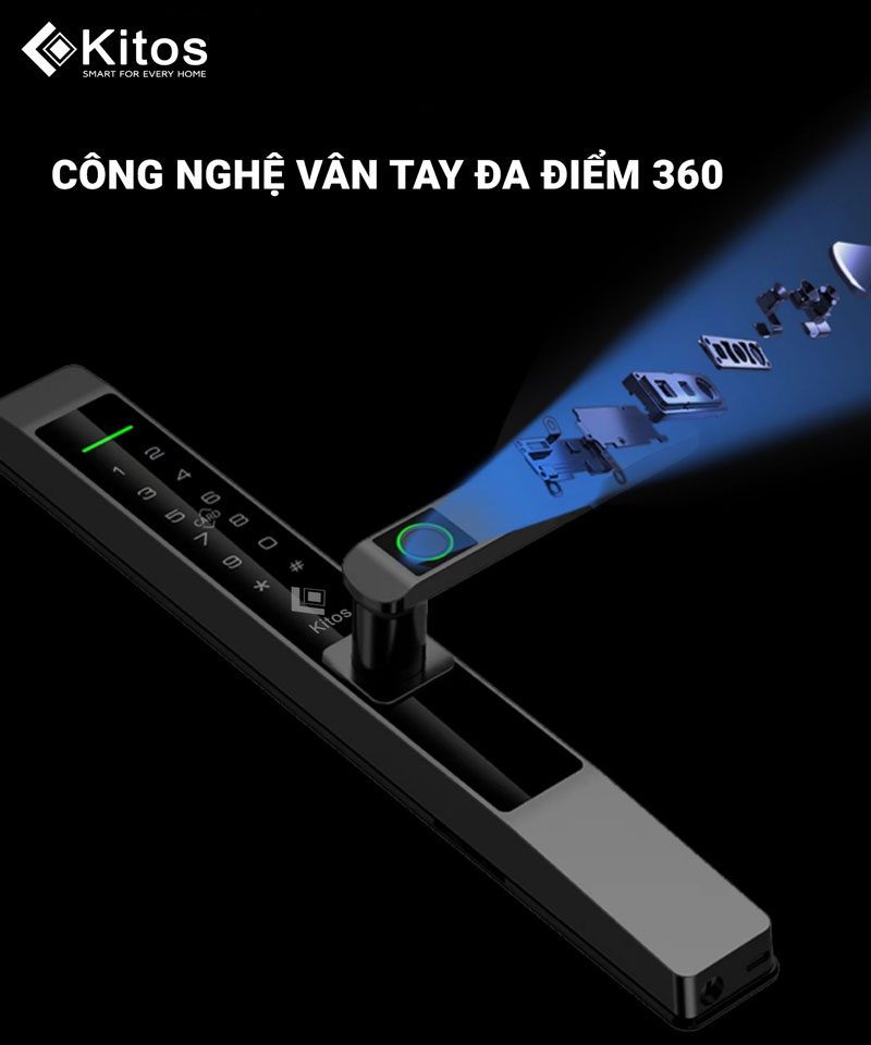 Khóa vân tay Kitos KT-ALX5 Pro trang bị công nghệ vân tay đa điểm