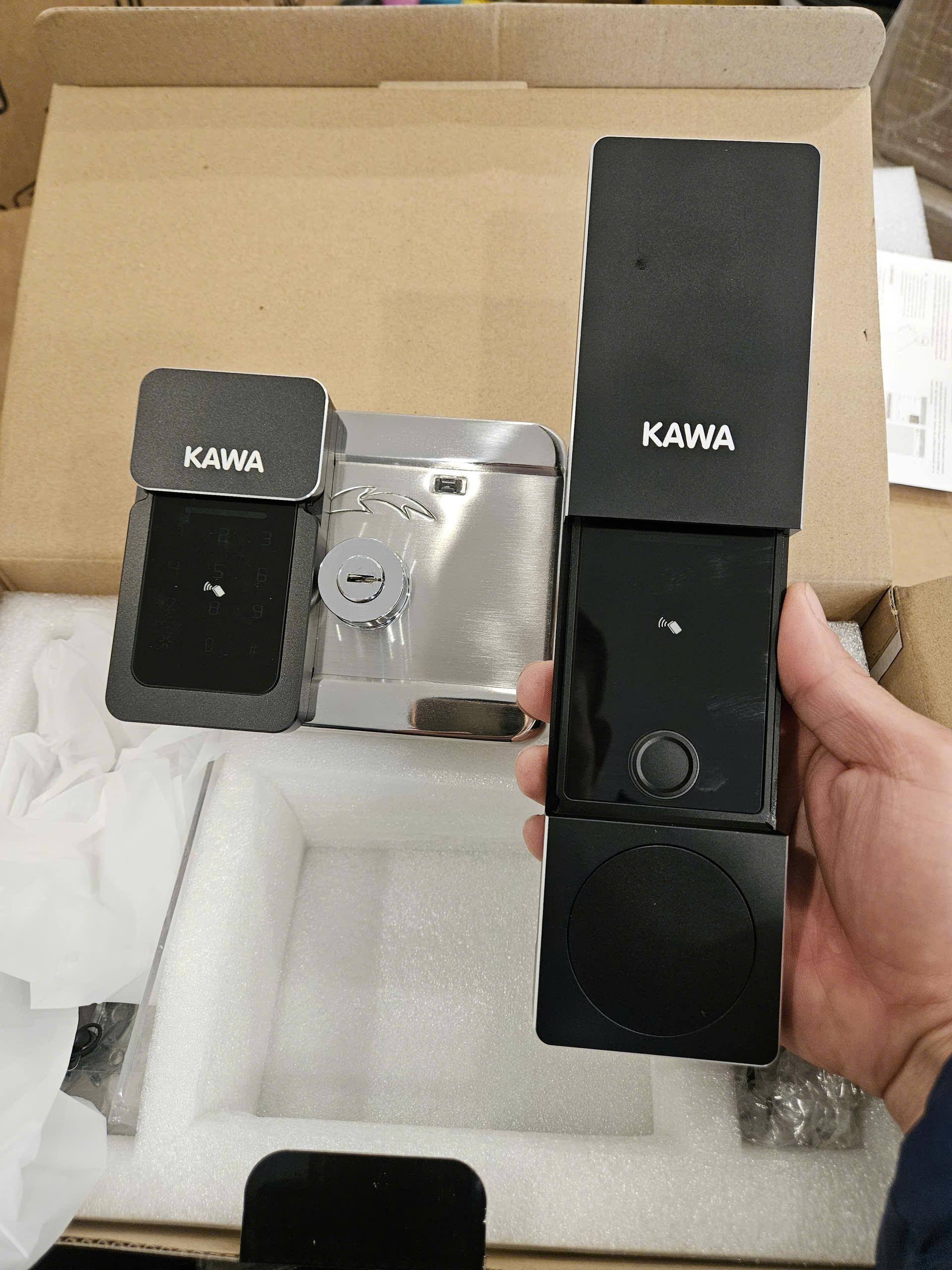 Khóa vân tay cửa cổng Kawa KC02 có lắp trượt, chống nước tuyệt đối