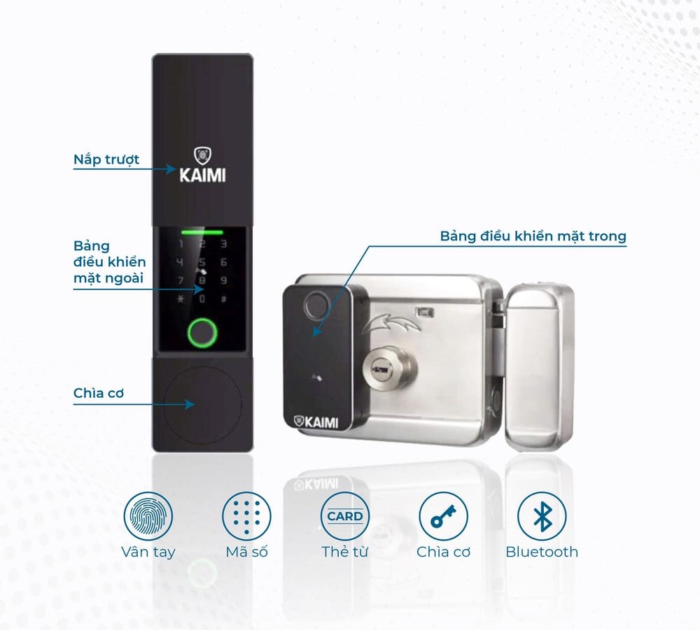 Khóa vân tay cửa cổng chống nước siêu tốt Kaimi CS103 được làm bằng chất liệu nhôm cnc, có lắp trượt