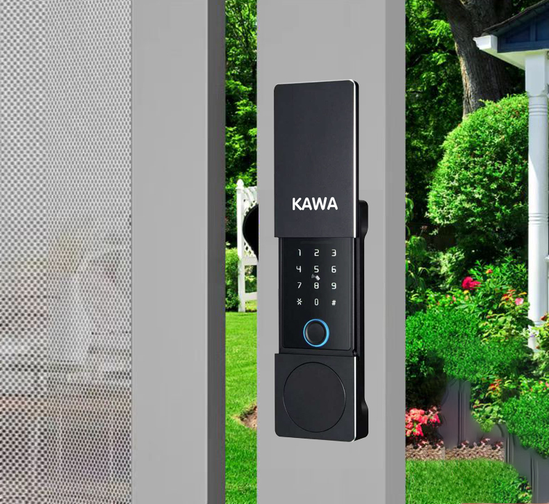Khóa vân tay cửa cổng KAWA KC01 được làm bằng nhôm hàng không CNC
