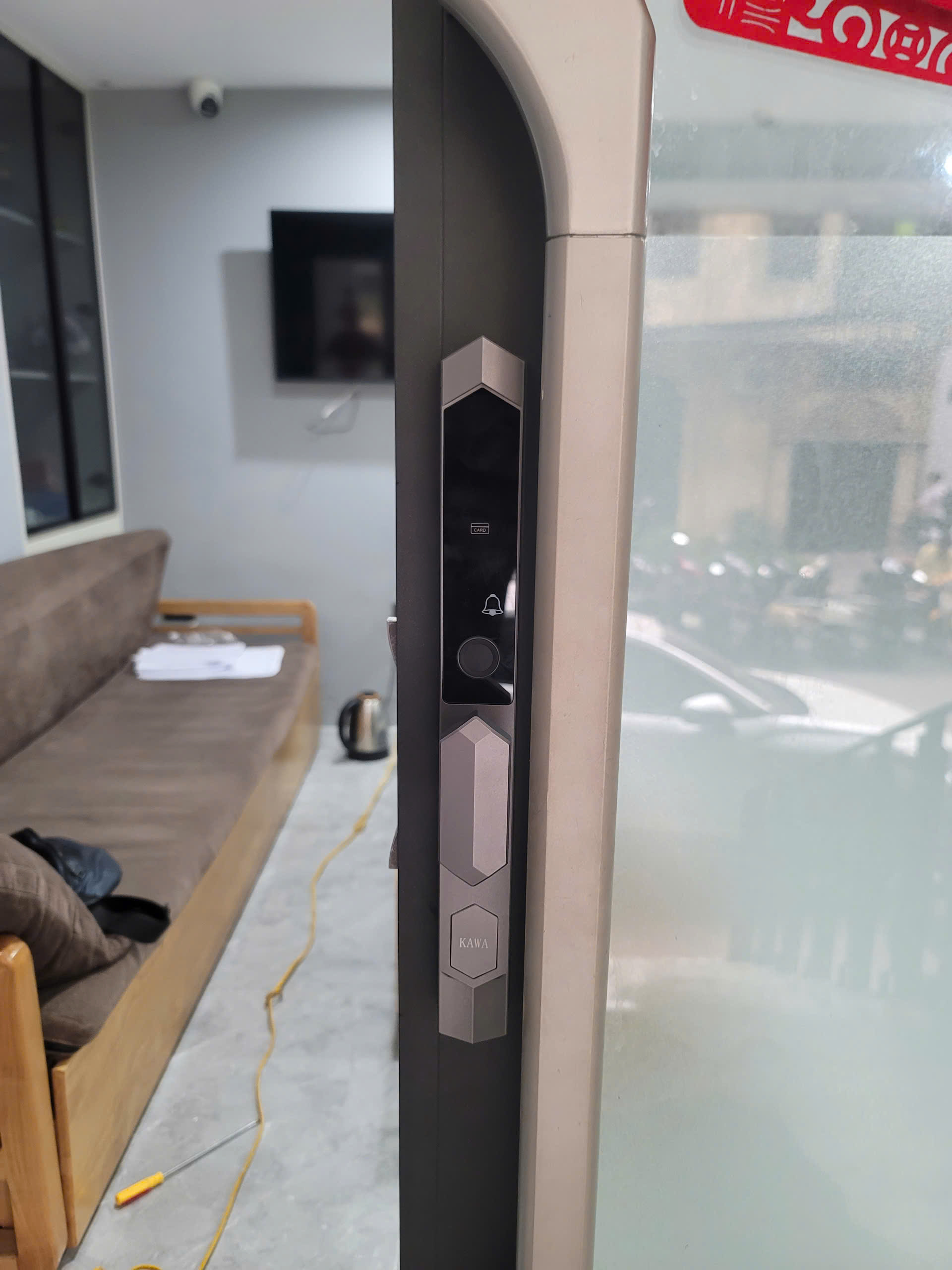 Khóa vân tay cao cấp Kawa KN303 lắp cửa nhôm kính trượt, lùa