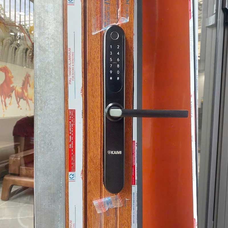khóa vân tay Kaimi CN104 màu đen, chuyên lắp cửa nhôm kính, nhôm xingfa,...