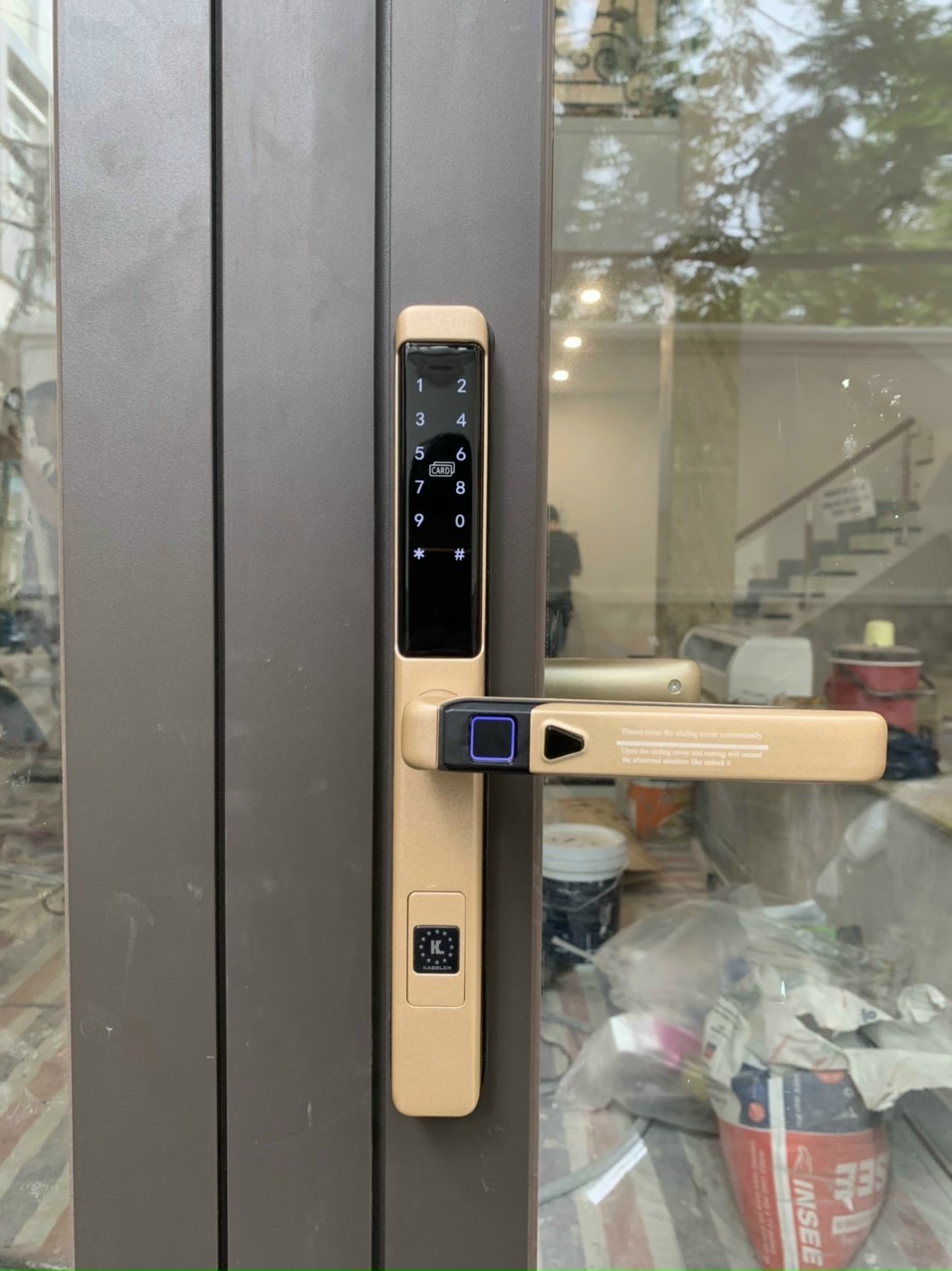 khóa vân tay kassler KL-599 LX Champagne chuyên lắp cửa nhôm kính, tiện lợi an toàn