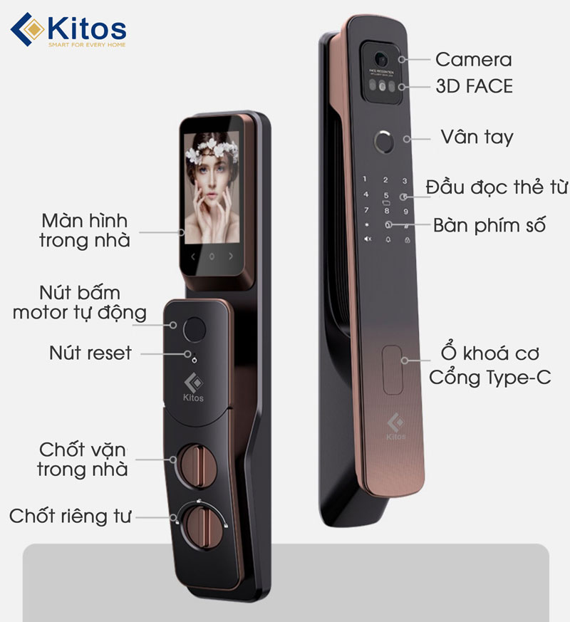 Chi tiết về khóa kitos 3d Face X