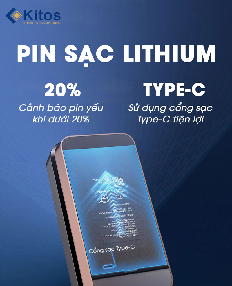 Kitos 3D Face X sử dụng pin sạc lithium siêu tiện lợi và tiết kiệm
