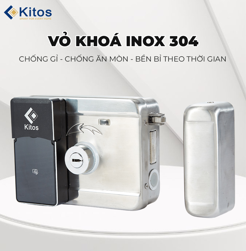 Khóa vân tay cửa cổng Kitos DL05 Pro được làm bằng nhôm hàng không CNC