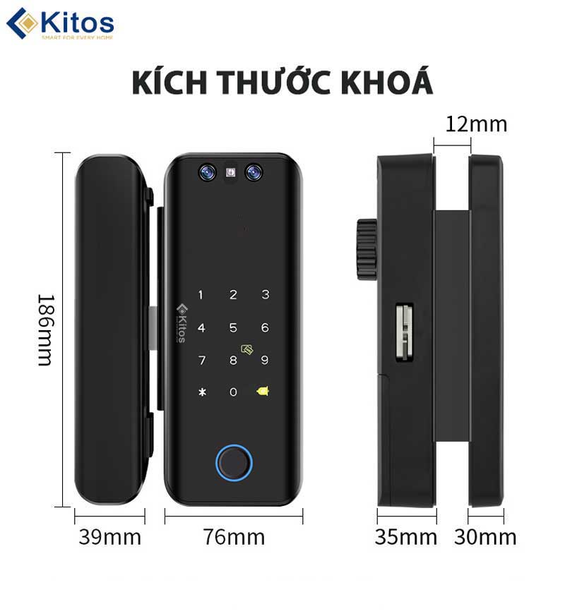 Khóa vân tay cửa kính Kitos GL30 Pro