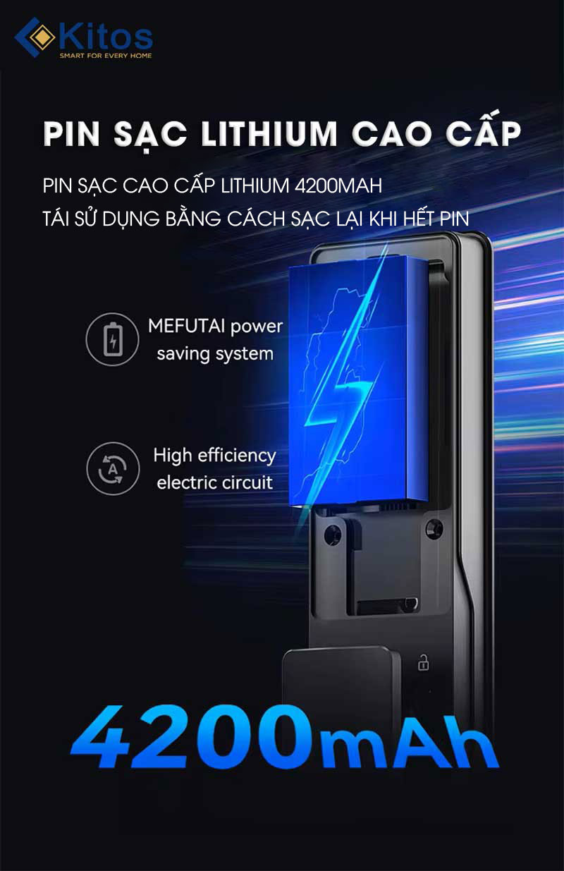Kitos X7 Face ID trang bị pin sạc lithium cao cấp, dung lượng lớn