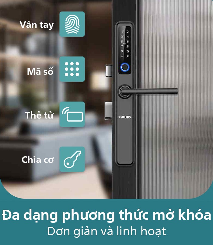 Philips DDL608 có đầy đủ tính năng mở khóa an toàn và tiện lợi