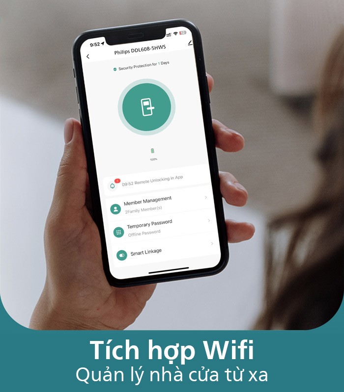Philips DDL608 tích hợp ứng dụng wifi, mở khóa từ xa, quản lý lịch sử ra vào