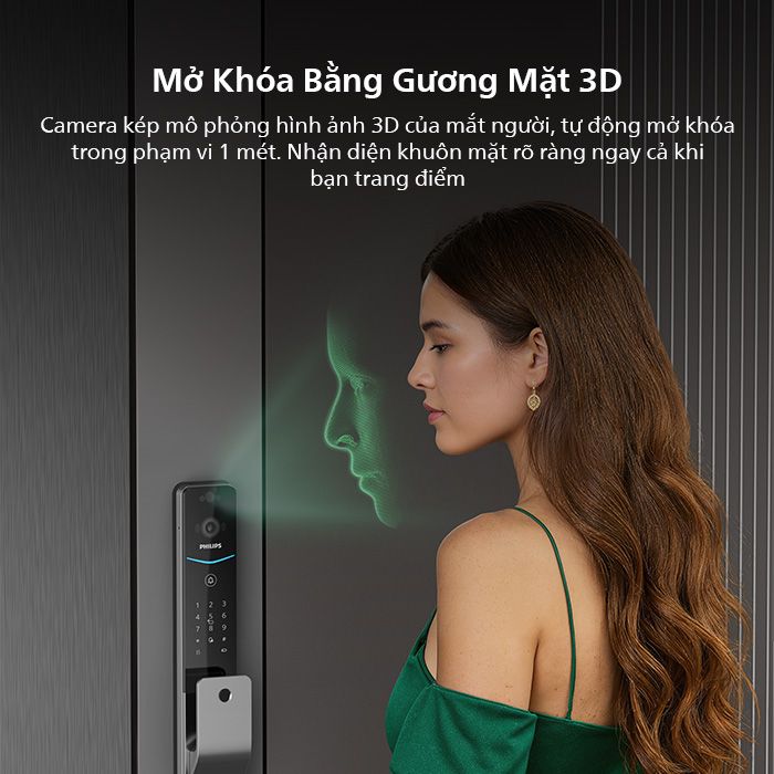 Khóa thông minh Philips DDL720-FVP tích hợp nhận diện khuôn mặt siêu nhạy và bảo mật
