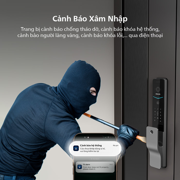 Khóa vân tay Philips DDL720-MVP có chức năng cảnh báo xâm nhập trái phép