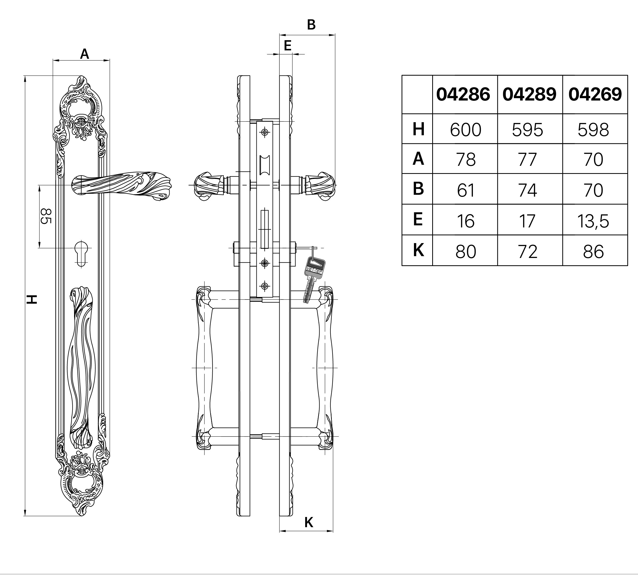 Khóa cửa  Việt Tiệp 04289 làm bằng đồng thau, thiết kế tân cổ điển