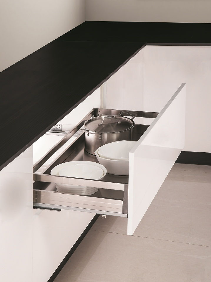 Giá xoong nồi inox hộp - Cánh kéo ray giảm chấn